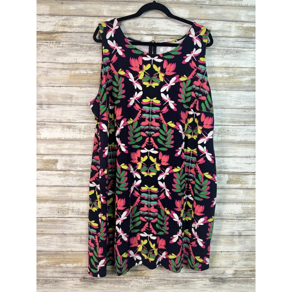 Crown & Ivy Plus 3X Sleeveless Dress Navy/Multi